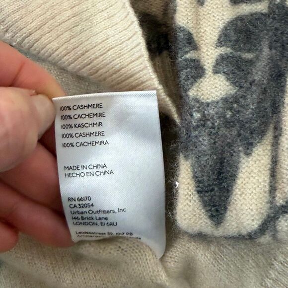 Anthropologie The Alani Cashmere Mock-neck Sweater Beige Floral Pilcro Small - Picture 12 of 16